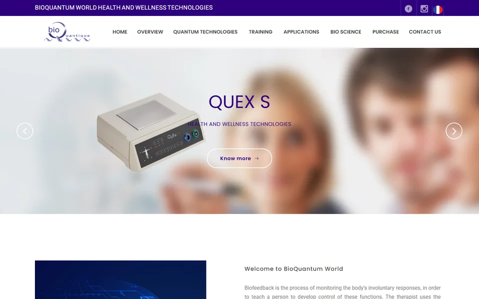 Screenshot of the BioQuantum World Technologies website